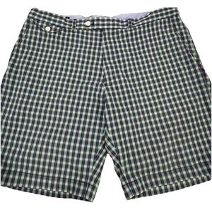 Polo‎ Ralph Lauren Shorts Mens 40 Green Blue Plaid Flat Front Chino Golf Preppy